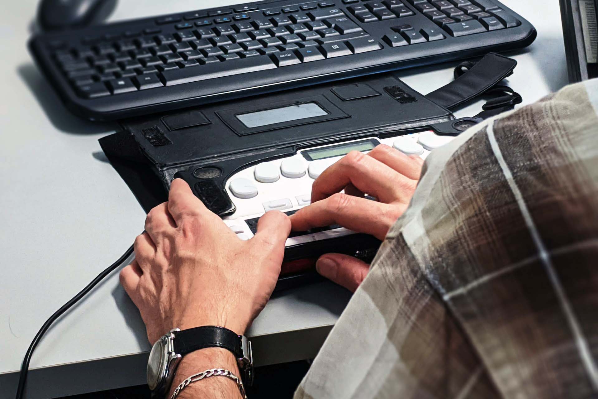 person using accessibility keyboard